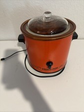 Vintage Rival Crock Pot Flame Orange 3100/2 Slow Cooker 3.5 Quart 75-150 Watts