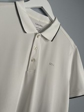 Calvin Klein Mens White Poly Spandex Golf Short Sleeve Polo Shirt