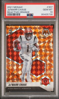 Ja'Marr Chase 2021 Panini Mosaic RC Reactive Orange Prizm #307