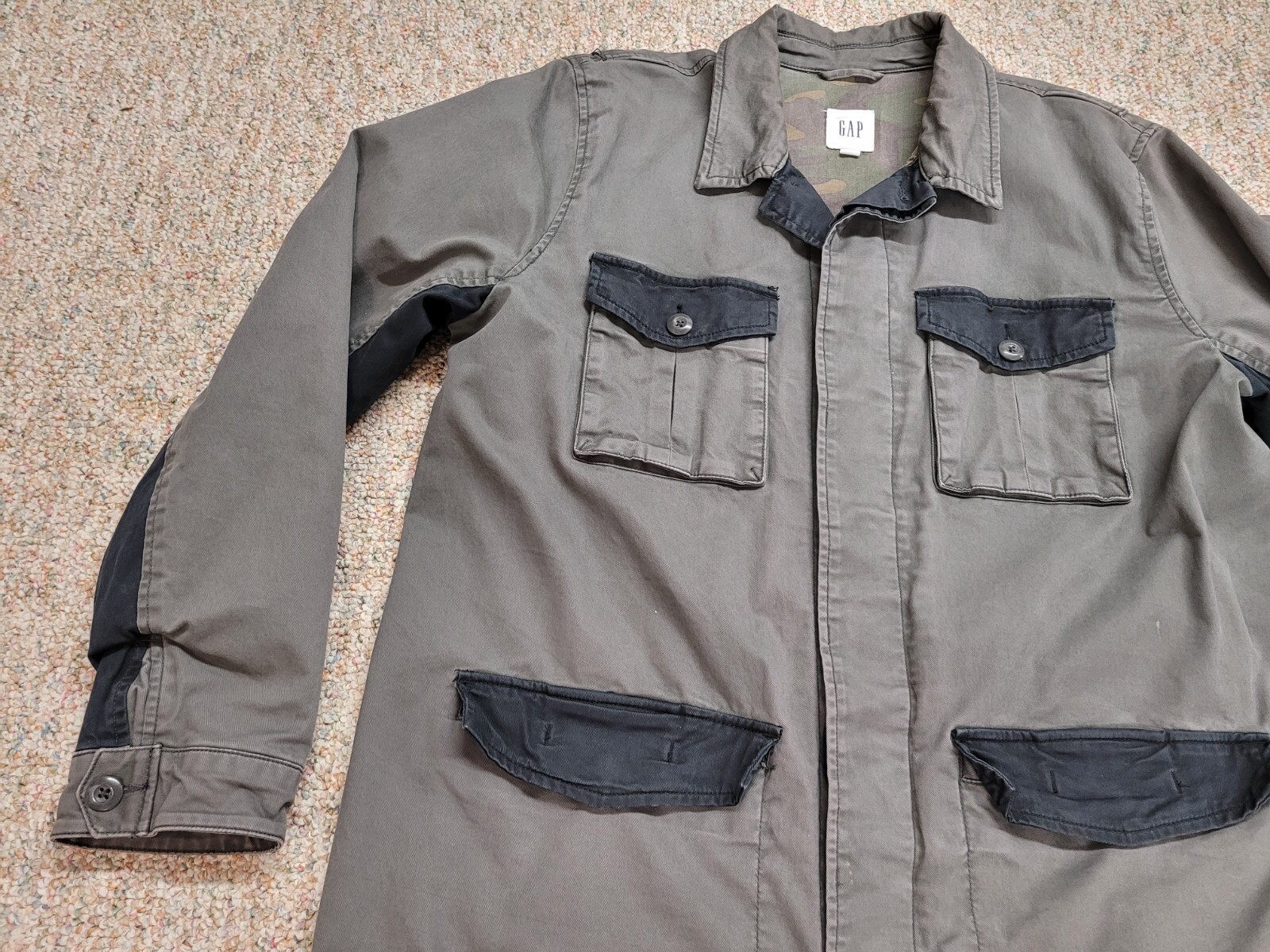 Gap Jacket Mens Large Grey Snap Button Chore Pock… - image 5