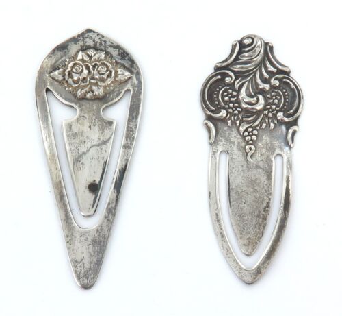 2 Antique Decorative Sterling Silver Page / Book Markers. Stieff & Wallace.  - Picture 1 of 6