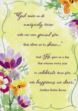 God Made Us All Uniquely Divine Floral Religious Inspirational Birthday Card