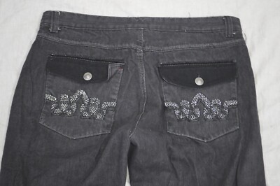 Crown Holder Jeans Mens 44x35 Black Denim Hip Hop Baggy Street 