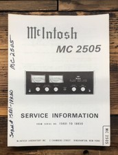 McIntosh MC2505 MC-2505 Amplifier Service Manual Original 