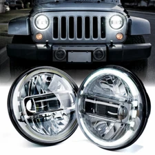 DOT Approved 7" inch Round LED Headlights Halo DRL For Jeep Wrangler JK TJ CJ LJ