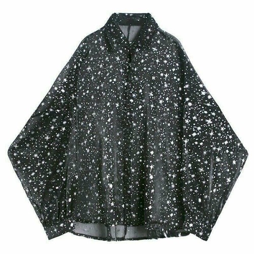 Men's Sheer Baggy Shirt Top Star Punk Casual Club Puff Sleeve Retro Fashion - Afbeelding 5 van 12