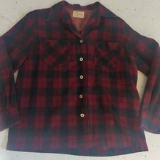 Vintage Flannel Plaid CHIPPEWA WOOLEN MILLS Wool Long Sleeve Shirt Rare