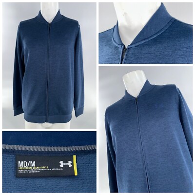 Under Armour Loose Fit Full Zip Jacket Men M Navy Blue Solid Polyester YGI H4-22