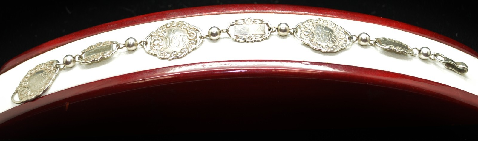 Sterling Silver Etched Initials Linked Bracelet 7… - image 1