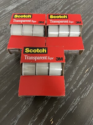 Scotch 3M Transparent Tape Glossy Finish 3/4'' x 300'' ea - 9 Rolls Total