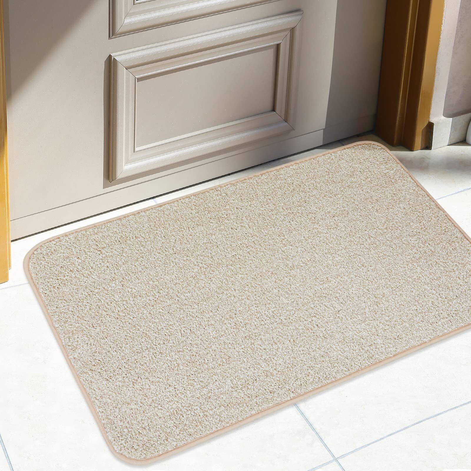 Non-Slip Door Mat Low Profile Shoe Scraper Dirt Trapper Polyester Doormat, Su...