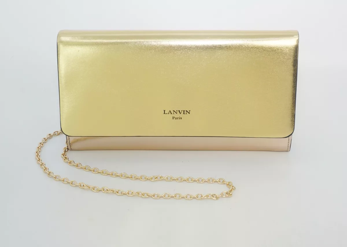 Lanvin Women&#039;s Sugar Leather Clutch Bag On Chain Bag, Gold, MSRP $1,995 eBay