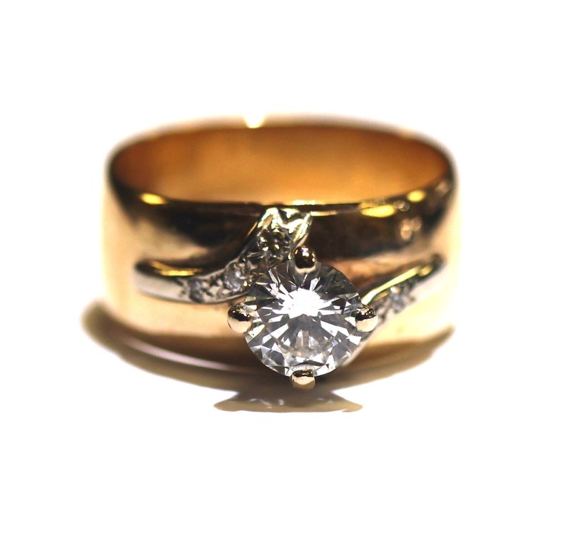 GIA 14k yellow gold 1.04ct SI2 G round diamond 6BR=.12CT engagement ring  5.5g