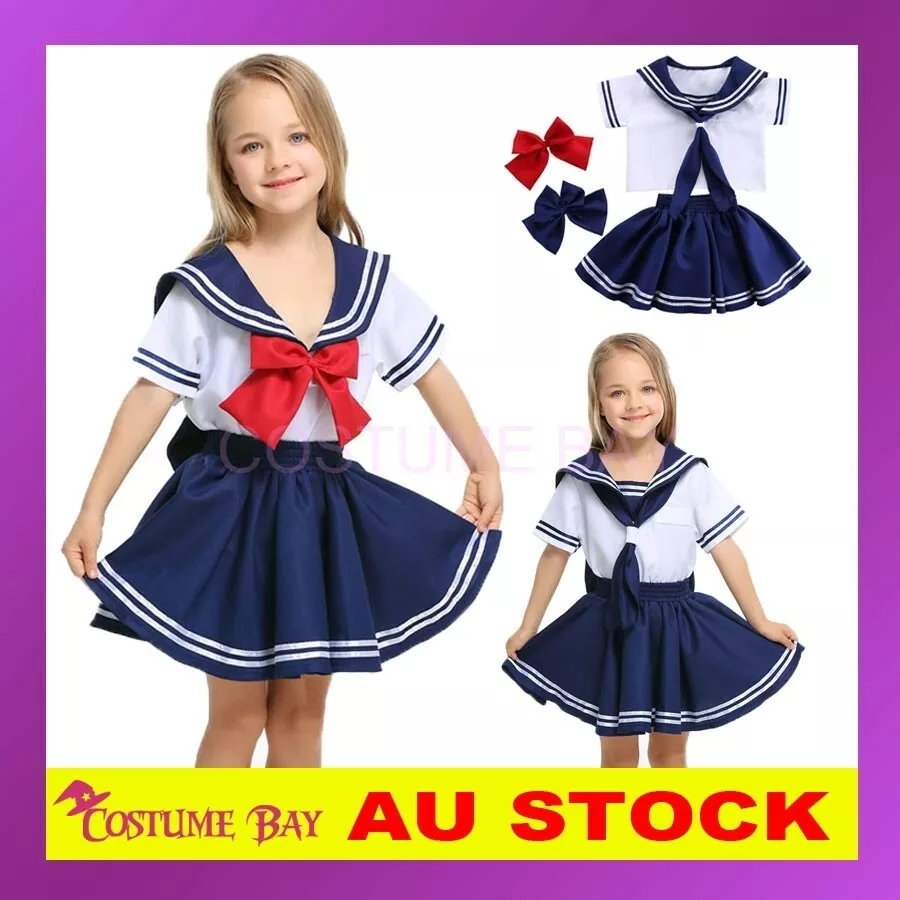 Girls Navy Sailor Moon Costume Kids Child Book Week Blue Red