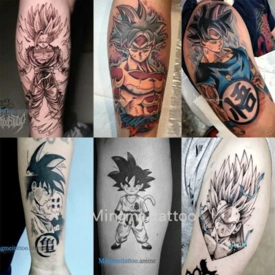 MARKENLOS Dragonball Z Anime Manga Einmal Tätowierung Hauttattoos Wasserfest 6er Set