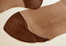 3 PAIR SPONSOR GETAZ TOE NYLON CINNAMON 100 NYLON STOCKINGS SLENDERIZED FOOT   