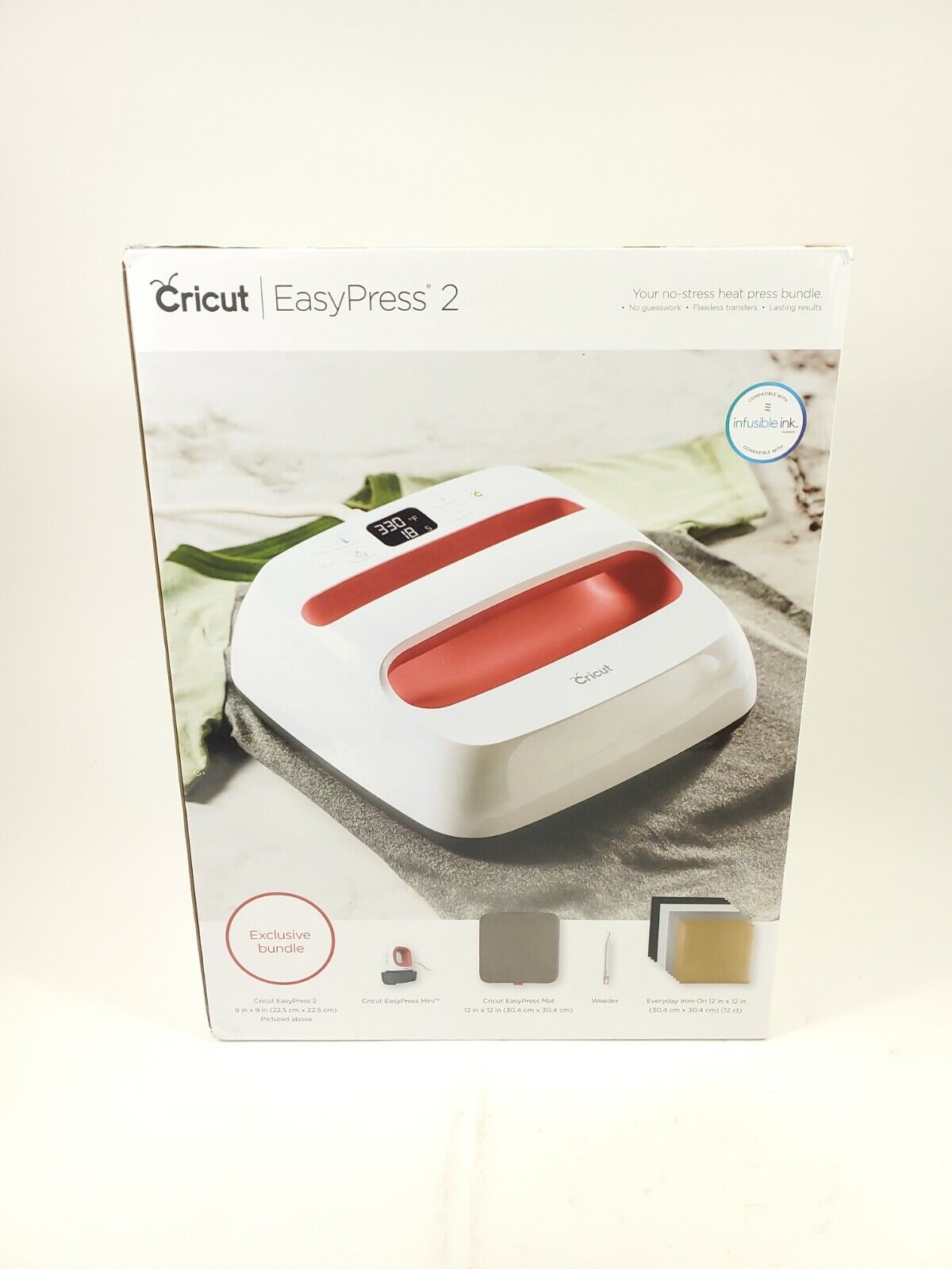 Cricut EasyPress 2 Bundle 9x9 Raspberry Mini Mat And Weeder New