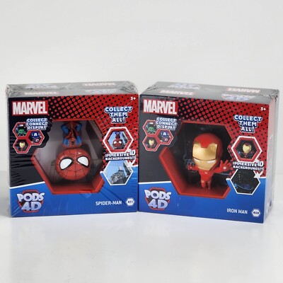 Marvel  Iron Man And Spider Man PODS 4D Immersive Background - Toy - BRAND NEW