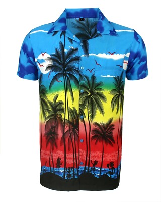 HERREN HAWAII HIRSCH ALOHA URLAUB STRAND SOMMER AUSGEFALLEN BAUM PARTY HEMD PALME S-XXL