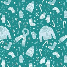 Riley Blake - Ski Hill - Winter Main - Teal, Fabric BTY