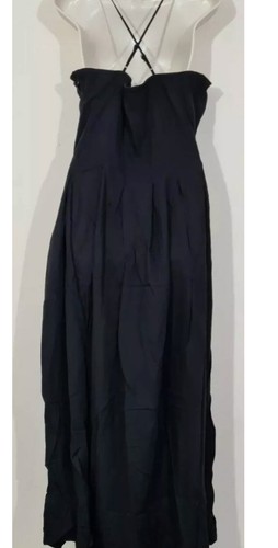 NEXT Emma Willis Size 8 R Black Linen Blend Maxi Dress Summer Holiday New - Picture 7 of 12
