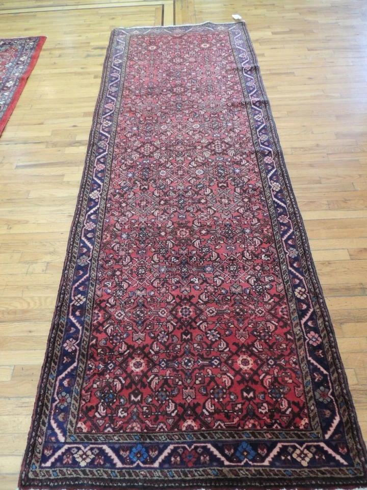 3x10 4x10 Herize WIDE RUNNER Oriental Rug wool Red Navy Blue - Image 3 of 4