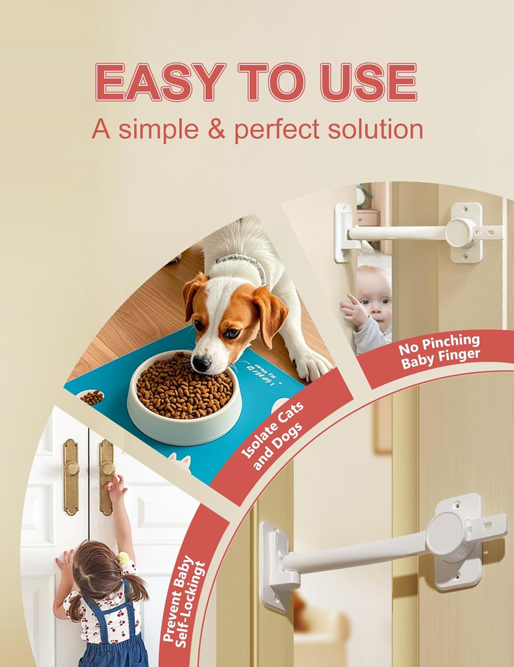 Cat Door Latch, 2 Pcs Door Prop for Cat to Keep Dog Out of Litter Box