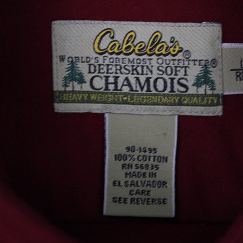 VTG Cabela's Deerskin Soft Chamois Shirt Men Large Red Cotton Shacket L/S Button - Picture 7 of 12