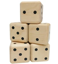 5 X Giant Dice 6cm 60mm Large Wood Dice Garden Game Numbers Poker Dice