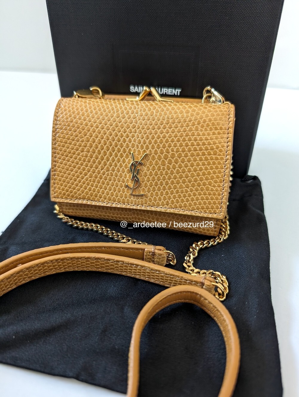 SAINT LAURENT PARIS YSL LUCERTOLA MICRO RIDER CATENA CINTURA BORSA A TRACOLLA GIALLA