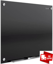 Glass Magnetic Dry-Erase White Board 36 x 24 3 x 2 Black Surface Frameless