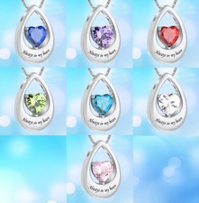 New Teardrop Crystal Always in My Heart Cremation Urn Ashes Memorial Necklace