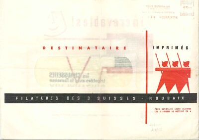 S474. LETTER EMA 3 SWISSES ROUBAIX - SPINNING - 1958 - WOOL SOCKS