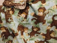 Baby Boy Fleece Jungle Monkeys Wrap-Around Blanket Brown Green Wrap 30" x 50"