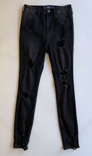 Jeans stretch noir déchiré Hollister Ultra High Rise 3S super maigre classique  - Photo 1 sur 12