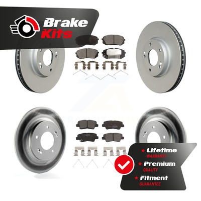 Front Rear Coated Disc Brake Rotors Ceramic Pad Kit For 2016-2016 Hyundai Sonata