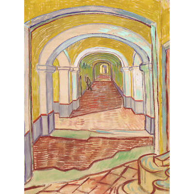 Van Gogh Korridor im Asylum Gemälde großer Wandkunstdruck 18 x 24 Zoll