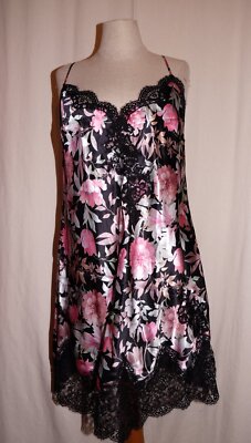 AUBADE Nachthemd Negligée Nuisette TOI MON AMOUR QS40-1 schwarz Seide NEU