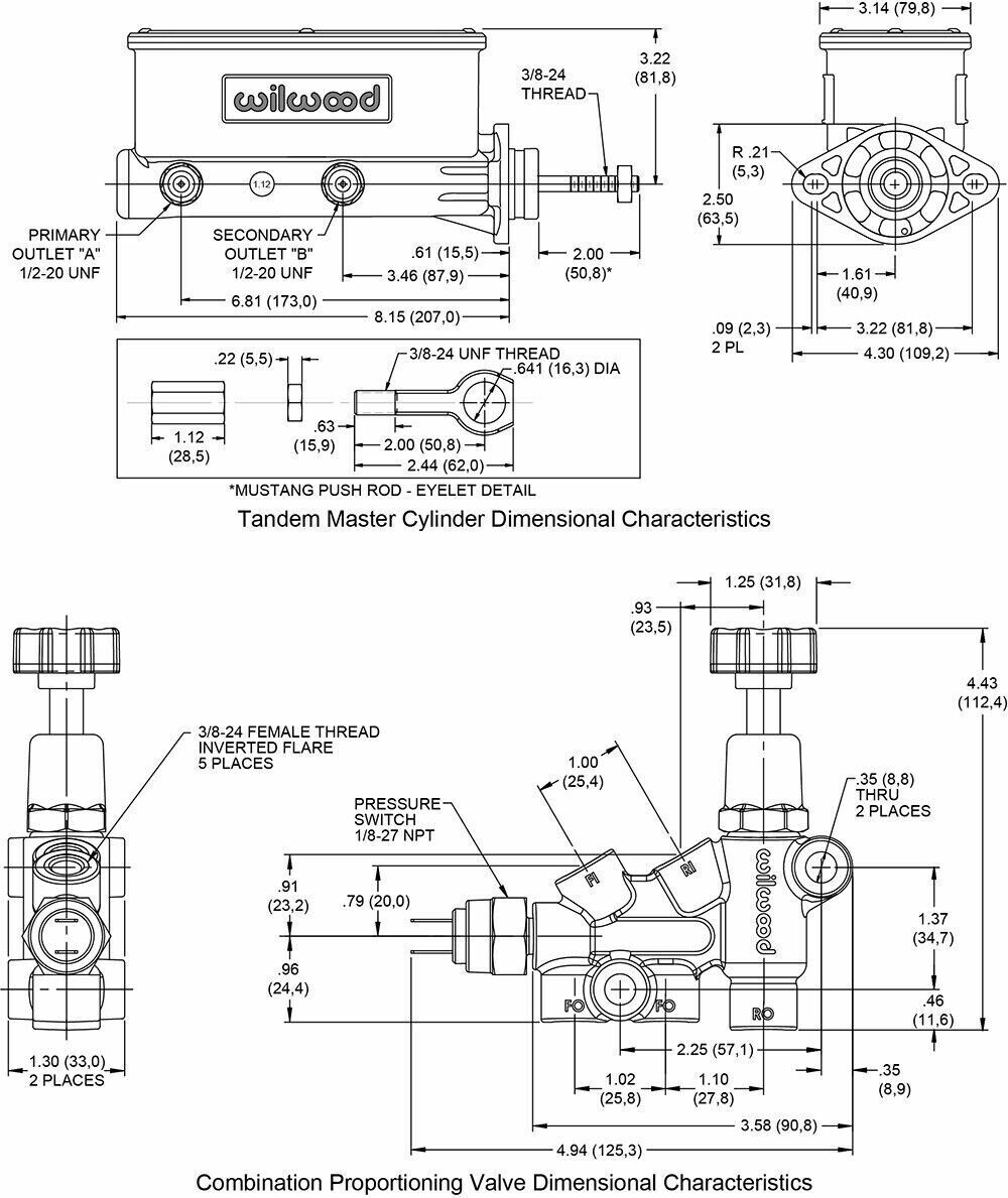 wilwood-261-13272-bk-hv-tandem-m-c-kit-w-l-h-bracket-prop-valve-7-8in