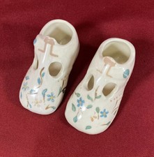 Vintage Collectible Porcelain Ceramic Hand Painted Toddler Pair Shoes No Marks