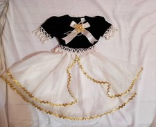 Vintage Girls 2t Victorian Dress Velvet Lace Gold Trim Circle Skirt Bow Pretty