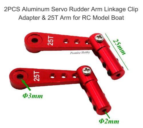 Aluminium Servo Ruder Gestänge Clip Adapter & 25T Arm mit Stange für RC Modellboot - Bild 11 von 25