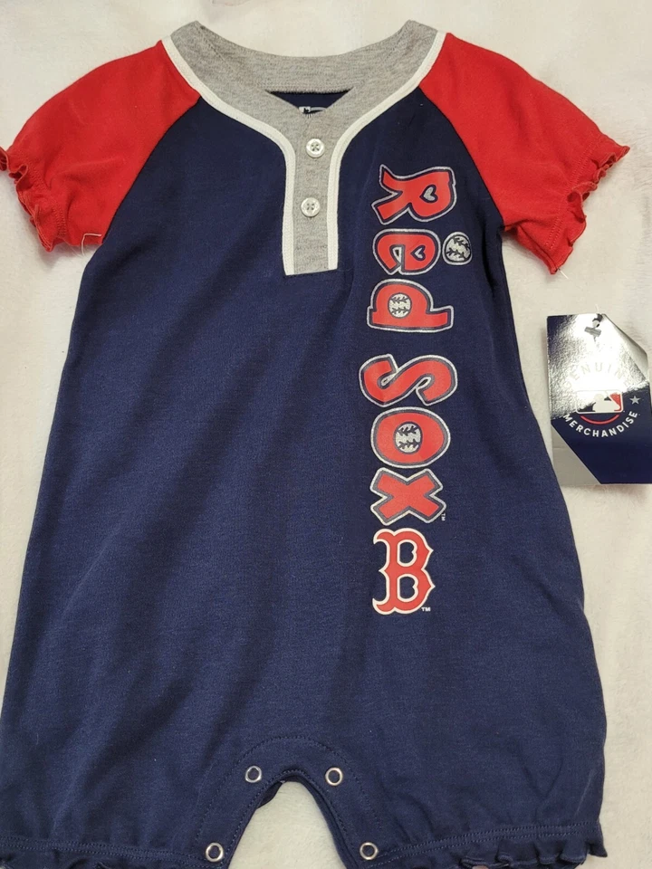 Medias Rojas Boston One Piece Bebé 18 Mo Azul Niñas y 6 Pck Calcetines Reebok con Agarre Foto 3 de 4