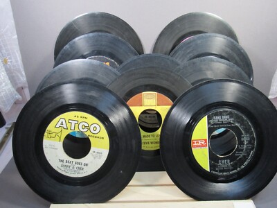 RECORDS 45s VTG Mixed Set of 10 Sleeved Well Played ''THE BEAT GOES ON RUBY TUES''