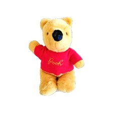 Winnie the Pooh Bear Disney Plush Yellow Red Shirt Waving Paw 14" Stuffed Animal