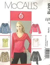 McCall's  Misses' Top,Flower,Tunic Pattern M4716 Size L-XL UNCUT