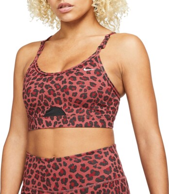 Nike Women's Indy Red/Black Leopard Glitter LS Padded Sports Bra (DD1387-661) XS