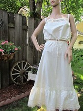 Vintage / Antique Summer Cotton Lawn Skirt  Camisole Bobbin Lace Inserts 1900's