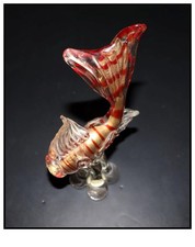 VINTAGE MURANO GLASS - TROPICAL FISH WITH GOLD RED STRIPE - 11" TALL