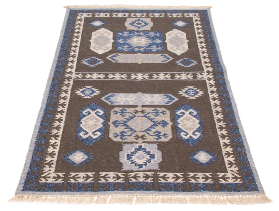 Alfombra Kilim tradicional tejida a mano vintage alfombra de lana oriental de 5'1" x 8'1" Foto 3 de 4